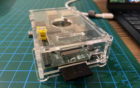 My old Raspberry Pi 1 Model B, in its beautiful acrylic case